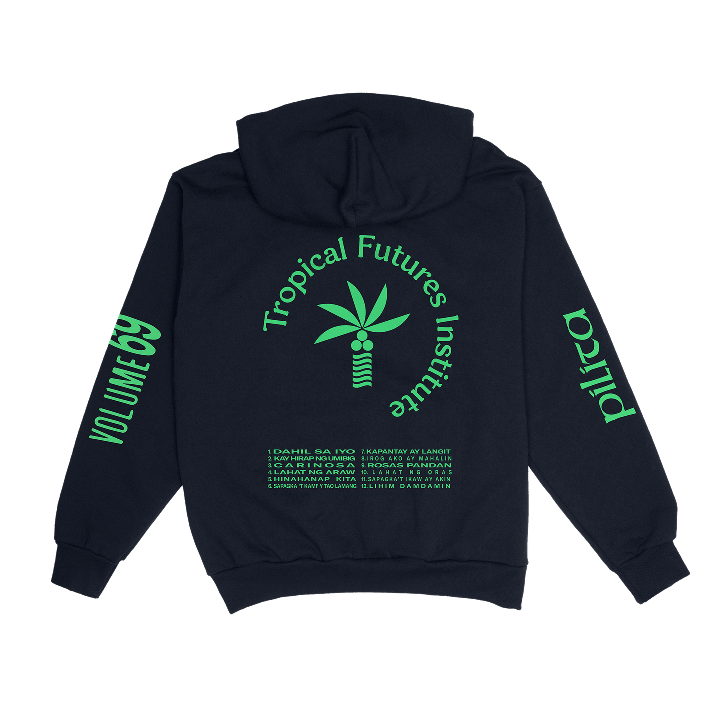 Philippine Love Songs Neon Green on Blue Hoodie
