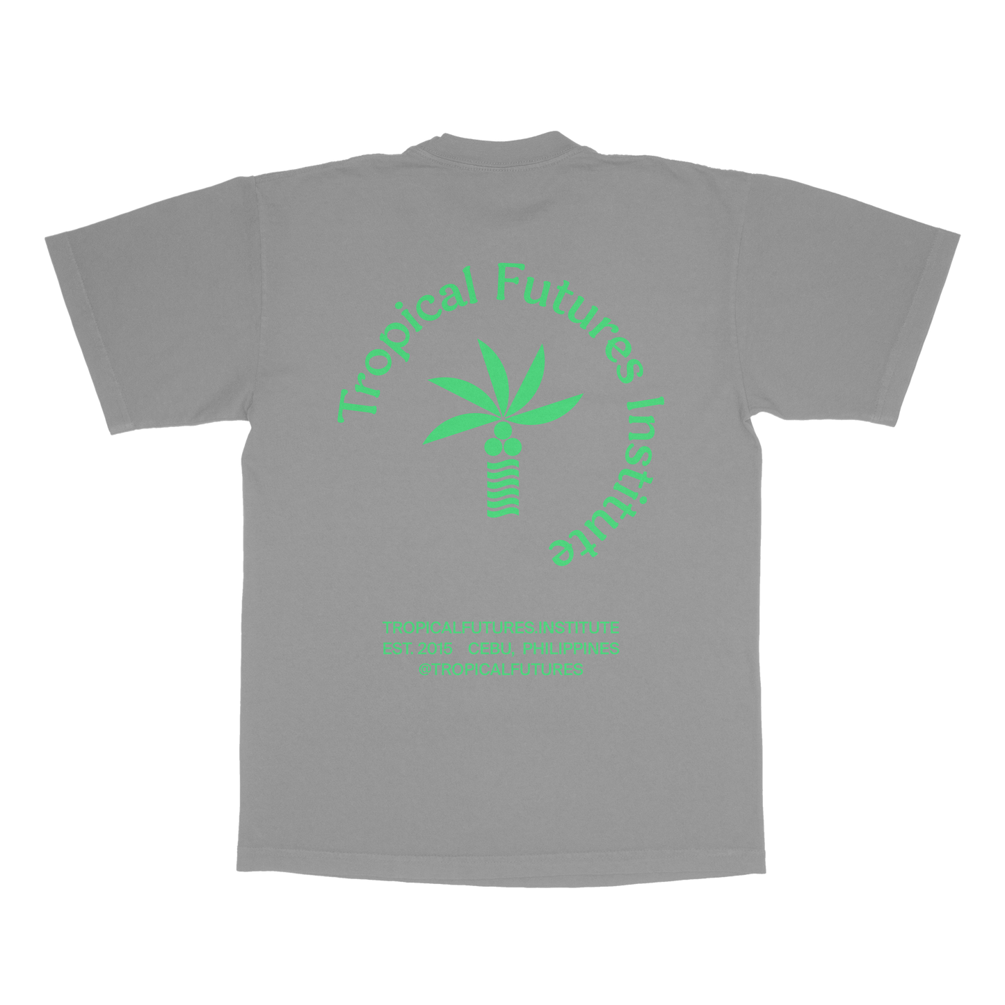 Tropical Collegiate Neon Green on Gray Tee