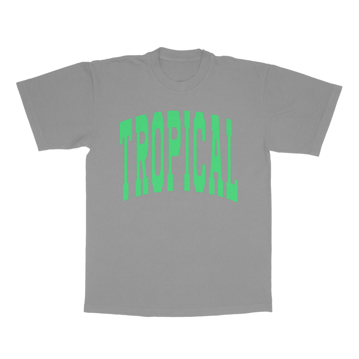Tropical Collegiate Neon Green on Gray Tee