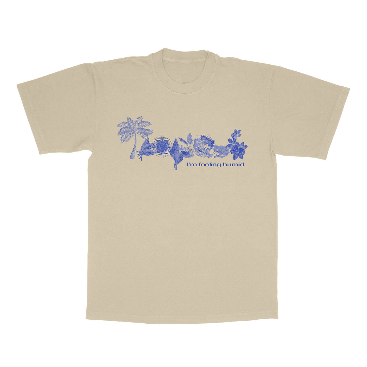 Tropical Search Engine Navy Blue on Beige Tee