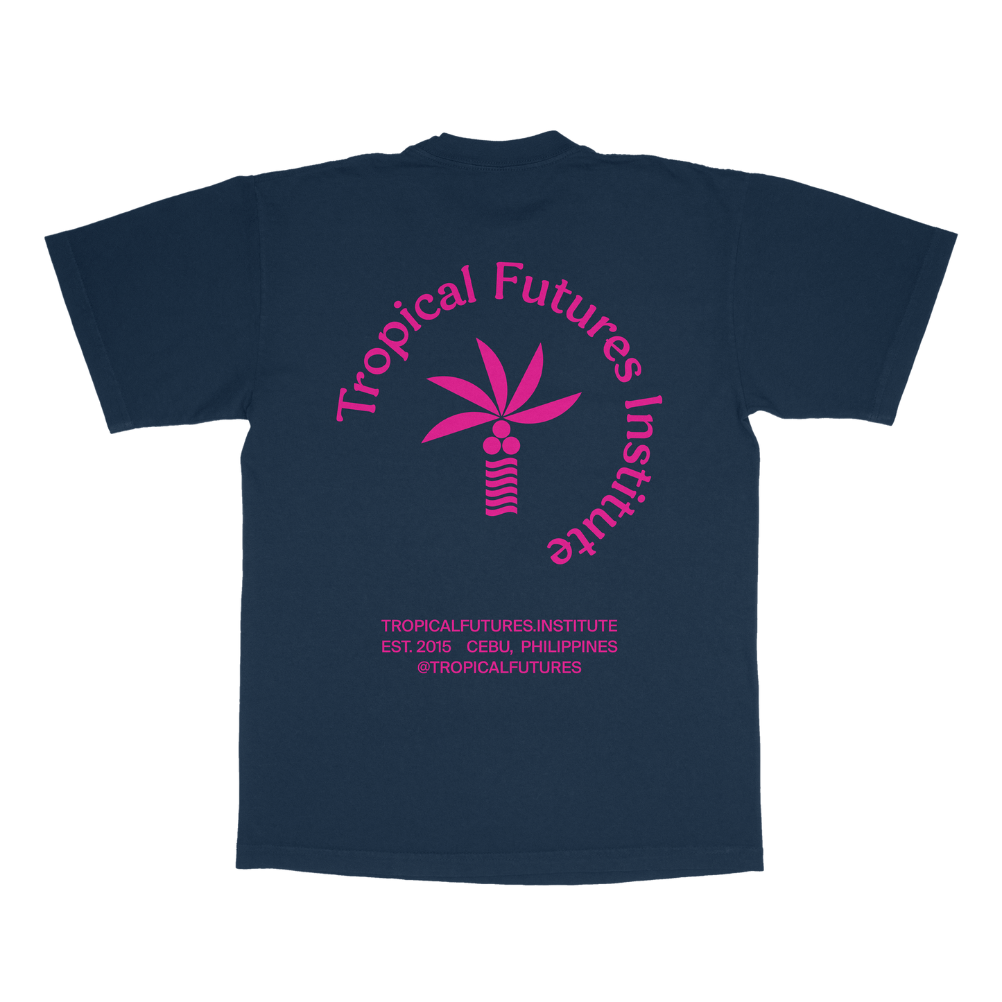 Great Tropical Music Magenta on Navy Blue Tee