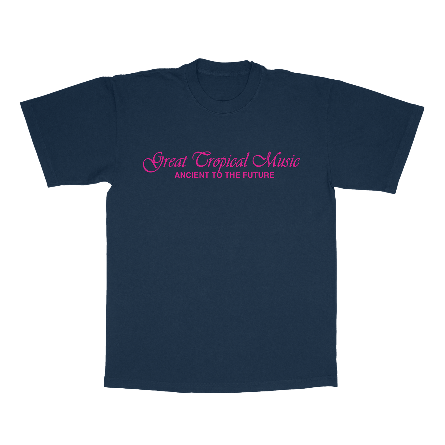 Great Tropical Music Magenta on Navy Blue Tee