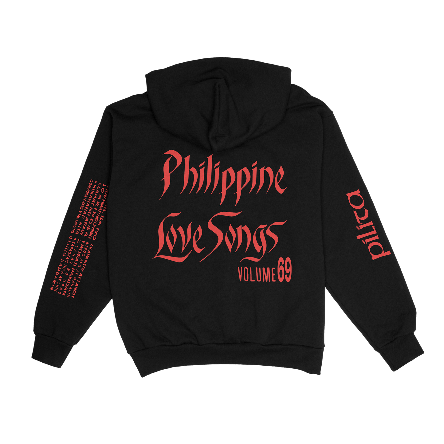 Philippine Love Songs OG Red on Black Hoodie