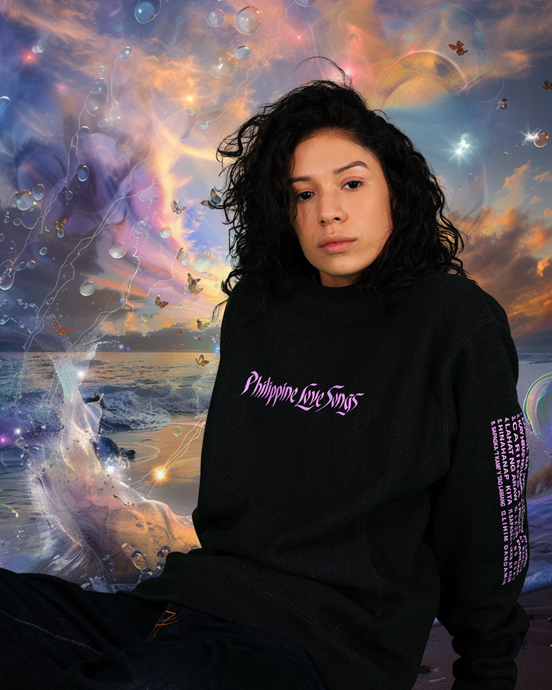 Philippine Love Songs Purple on Charcoal Long Sleeve