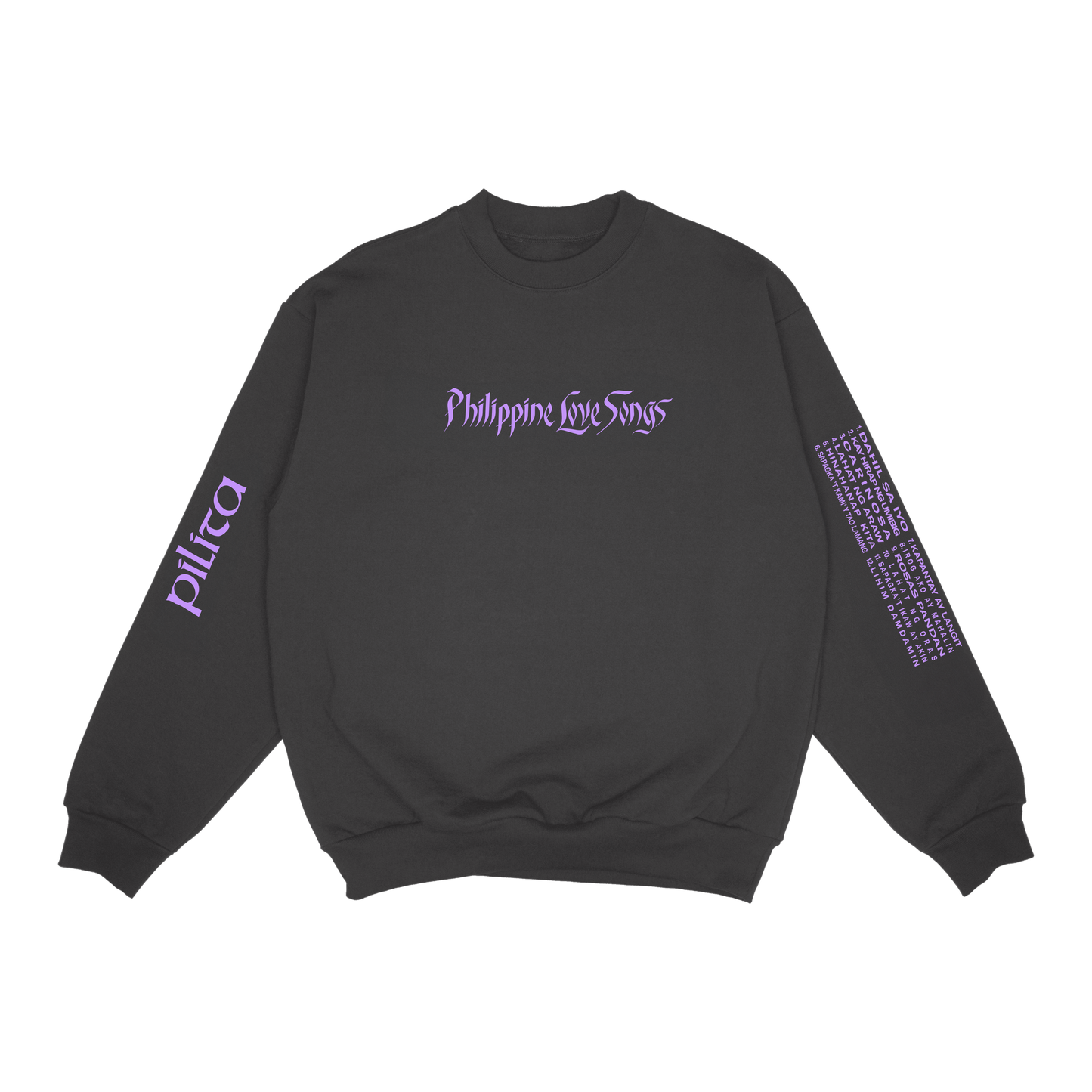 Philippine Love Songs Purple on Charcoal Long Sleeve