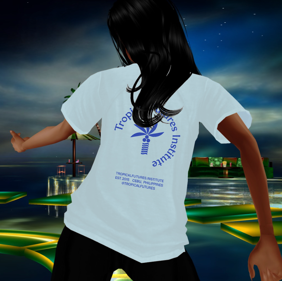 Tropical Disc Digital Audio Navy Blue on Sky Blue Tee