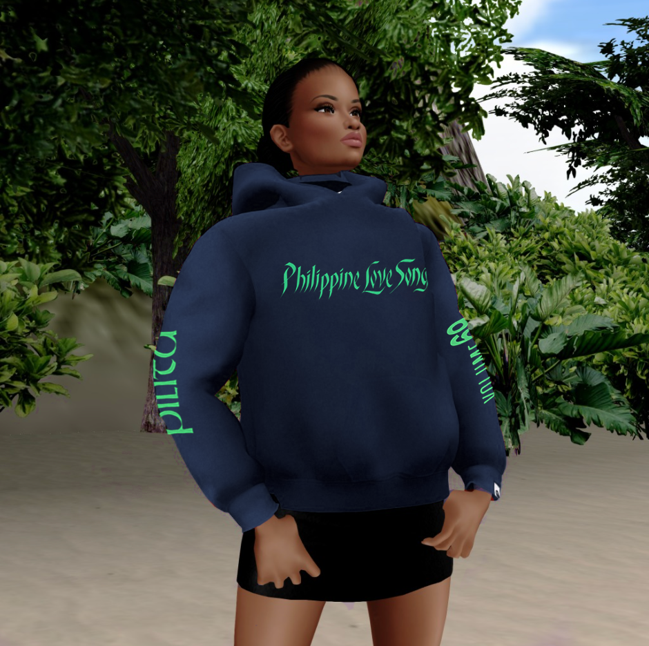 Philippine Love Songs Neon Green on Blue Hoodie