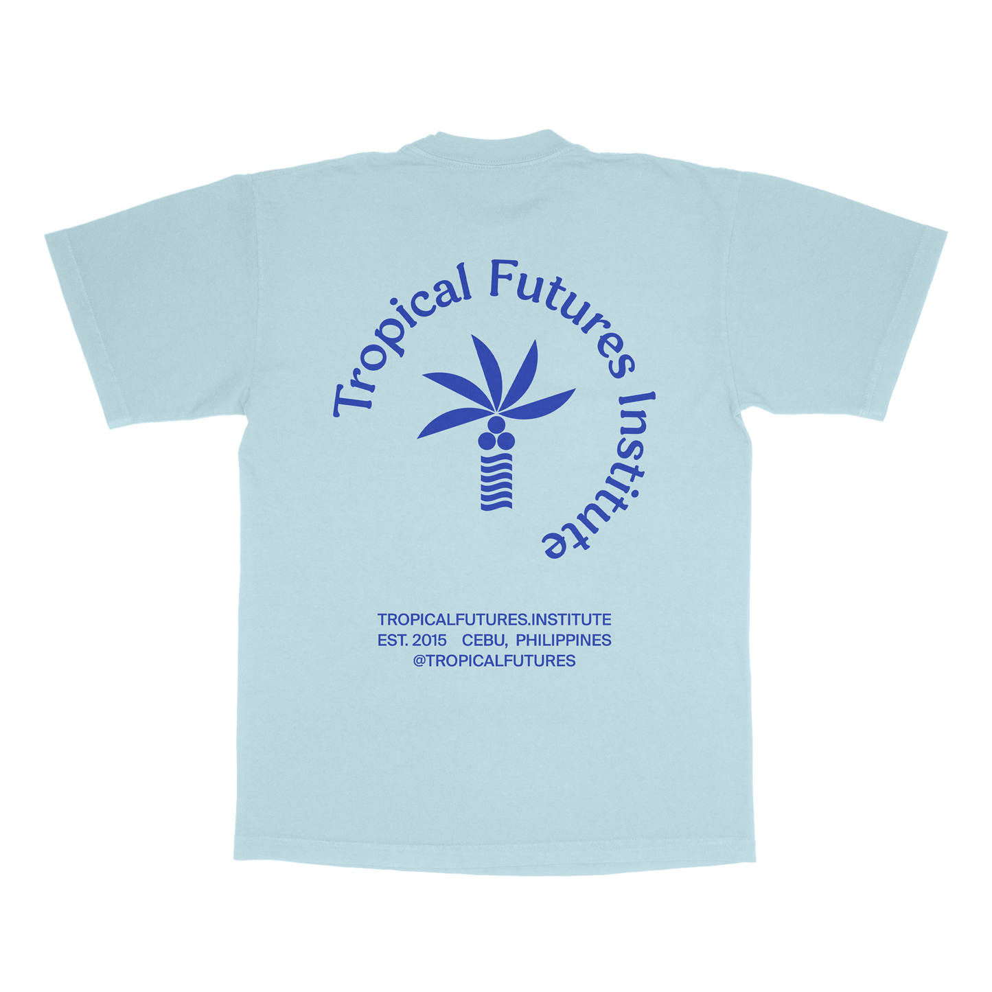 Tropical Disc Digital Audio Navy Blue on Sky Blue Tee