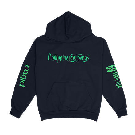 Philippine Love Songs Neon Green on Blue Hoodie