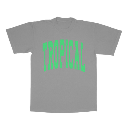 Tropical Collegiate Neon Green on Gray Tee