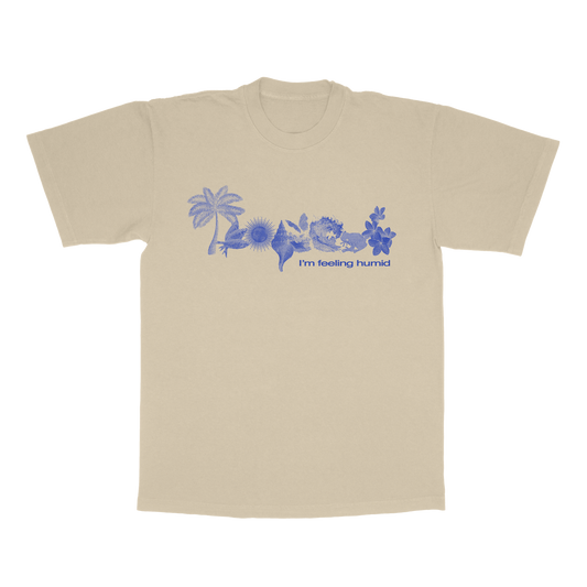 Tropical Search Engine Navy Blue on Beige Tee