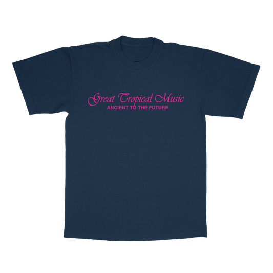 Great Tropical Music Magenta on Navy Blue Tee
