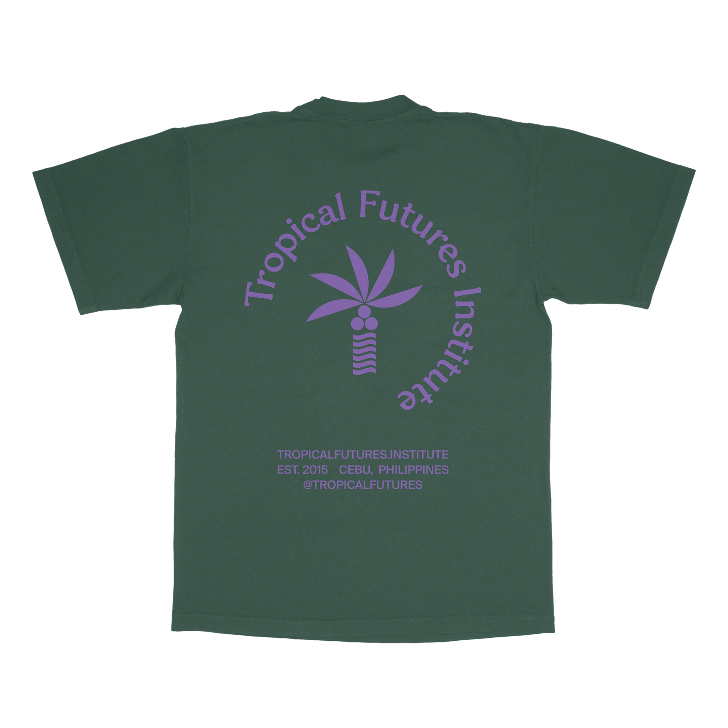 Tropical Futures Logo Purple on Forest Green Tee