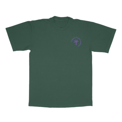 Tropical Futures Logo Purple on Forest Green Tee
