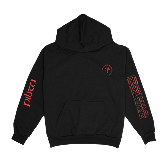 Philippine Love Songs OG Red on Black Hoodie, front view