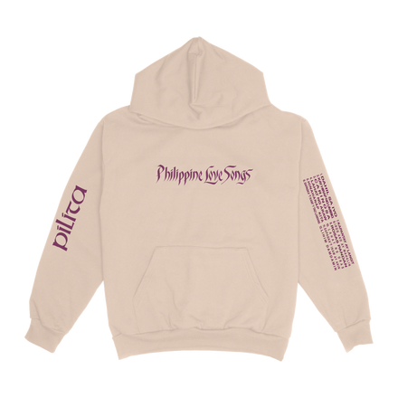 Philippine Love Songs Maroon on Beige Hoodie