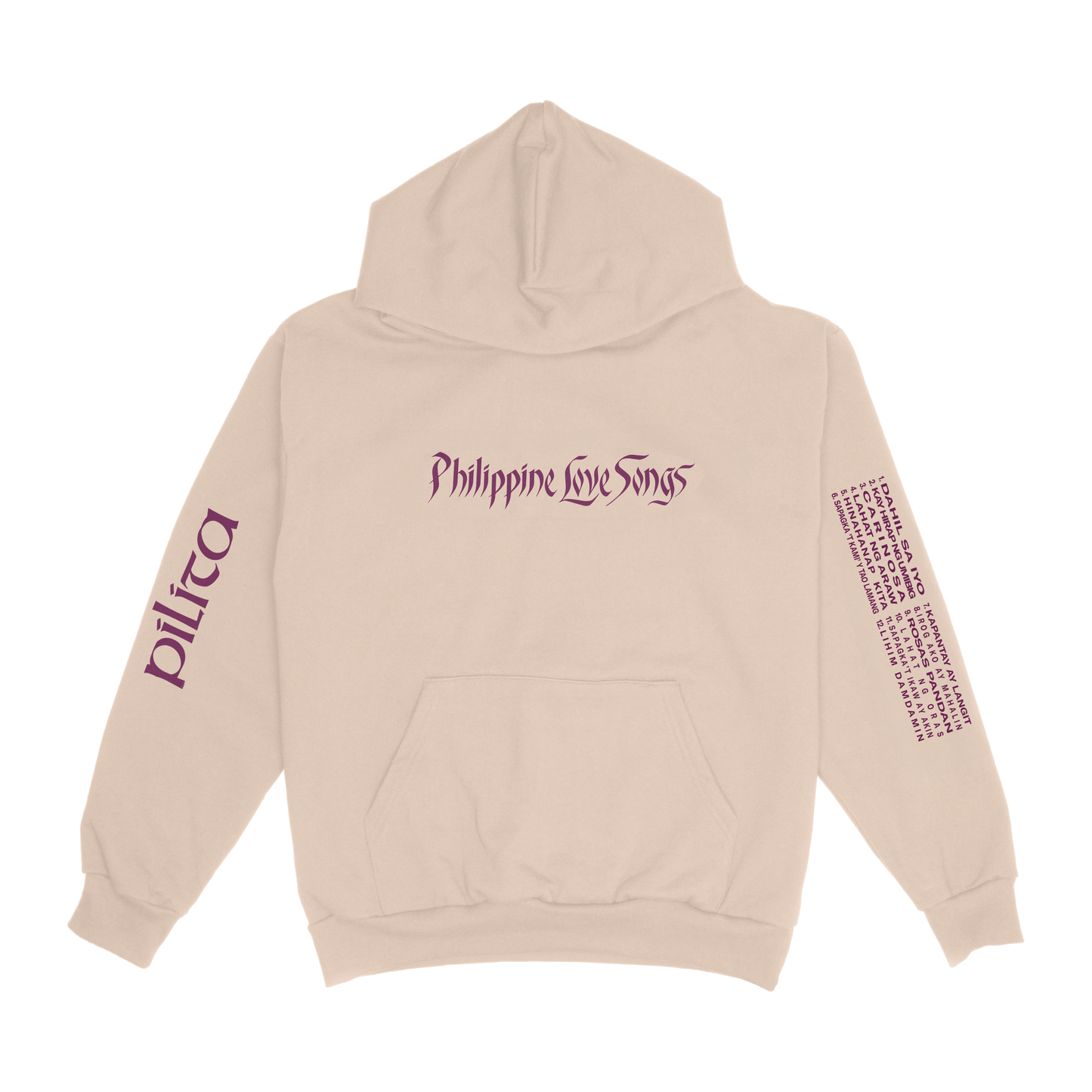 Philippine Love Songs Maroon on Beige Hoodie