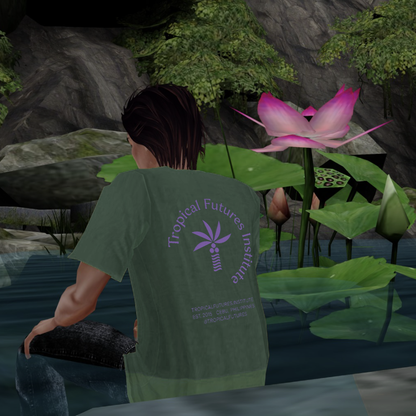 Tropical Futures Logo Purple on Forest Green Tee