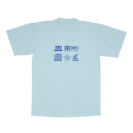 Tropical Disc Digital Audio Navy Blue on Sky Blue Tee