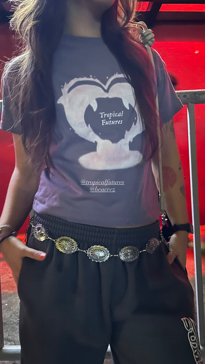 I <3 Dolphins Lavender Baby T-Shirt, worn on model